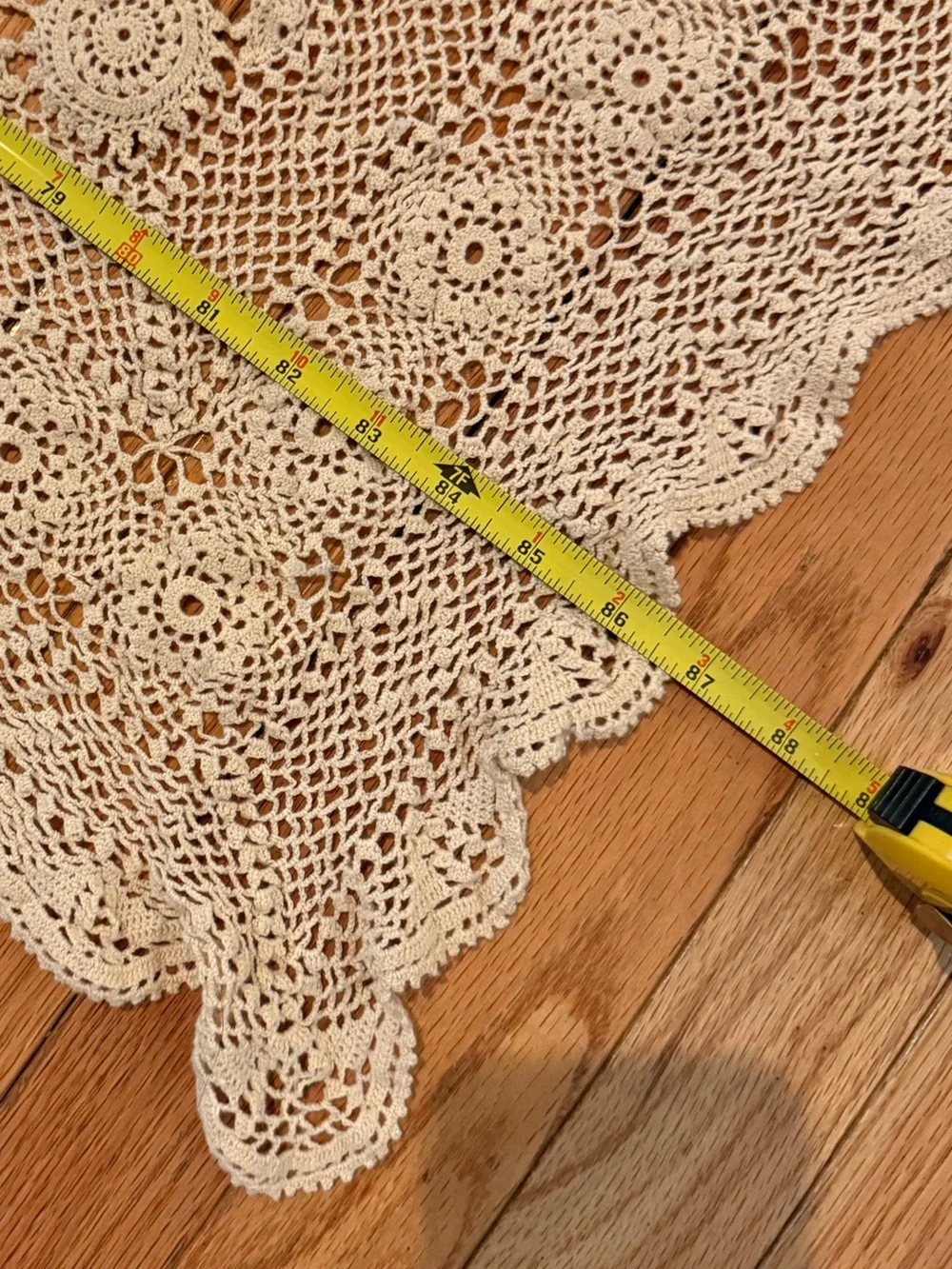 Handmade Crochet Lace Tablecloth Cream 57x87 cottage prarie country